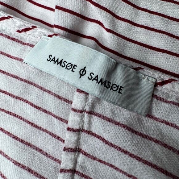 Samsoe Samsoe Oversized Striped Tee Womens Small Line Syrah Red White Boxy Top - Picture 4 of 9